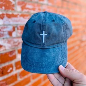 Midnight Blue Cross Embroidered Ball Cap, Hat